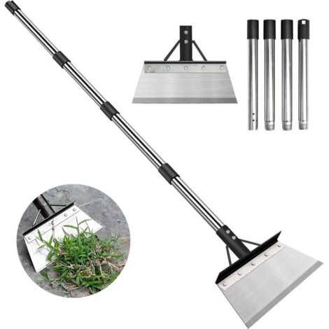 Pala da giardino multifunzionale, robusta pala piatta in acciaio con manico regolabile da 150 cm, raschietto per terreno, strumento per diserbo da esterno