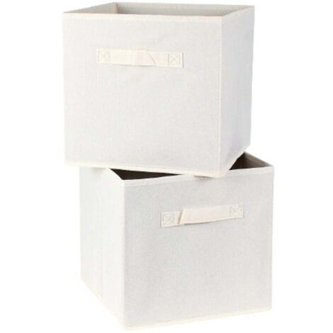 Scatola portaoggetti in tessuto non tessuto bianco 27 x 27 x 28 cm - Set da 2 (1/4)