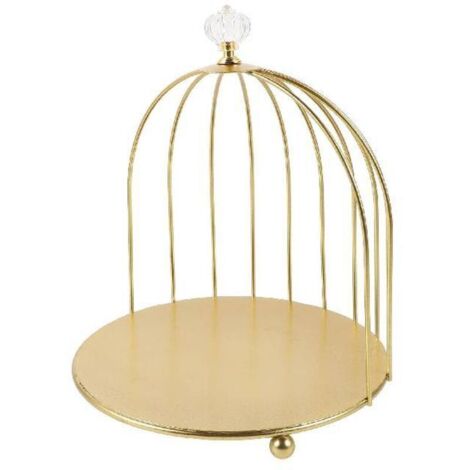 Alzata per torta vintage in ferro battuto a forma di gabbia per uccelli – Ciotola dorata per cupcake e dessert – Alzata per torta da tavolo dorata – Fruttiera decorativa – Gabbia per uccelli (1/4)