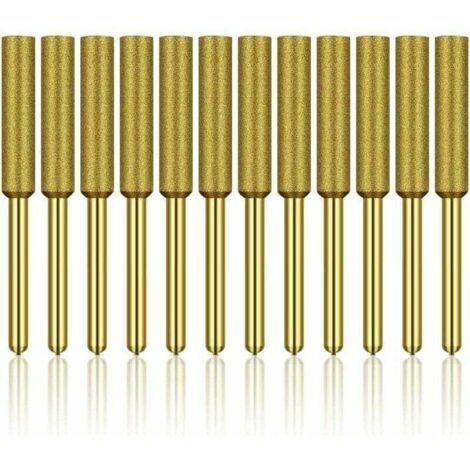 Set di 12 affilatrici per motoseghe diamantate, mole abrasive rivestite in titanio ad alta durezza, pietre per affilatura, 3/16 pollici 4,8 mm H122 Derrui (1/4)