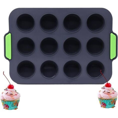 Stampo per muffin in silicone - Rivestimento antiaderente - Con manico - Per cupcake, brownies, torte, budini (1/4)