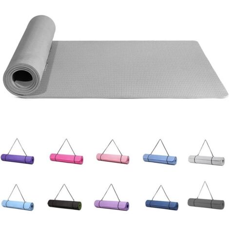 Tappetino antiscivolo per yoga, ginnastica e pilates da donna, spessore 6 mm, con tracolla, TPE, 183 x 61 x 0,6 cm (1/4)