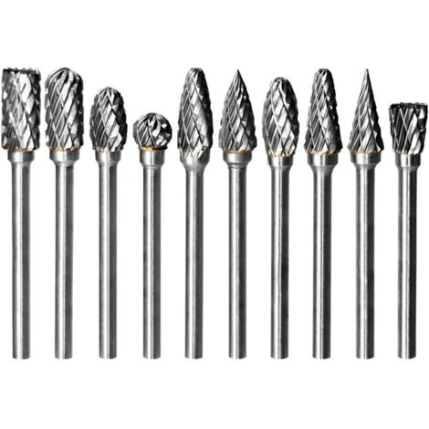Adatto per un set di 10 punte per trapano in carburo a doppia estremità Dremel, accessori per foratura per metallo, legno, acciaio, pietra, incisione, taglio, intaglio del legno, kit di affilatura