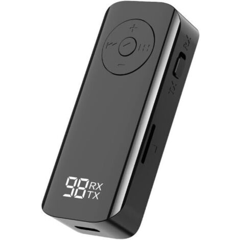 Adattatore Bluetooth 2 in 1 (trasmettitore e ricevitore Bluetooth 5.3, connettore da 3,5 mm), con schermo, design a bavero, compatibile con schede TF, chiamate in vivavoce (1/4)