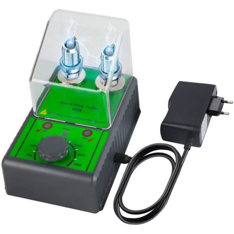 Tester per candele per auto, strumenti di accensione a due fori, strumento diagnostico per l'analisi delle candele da 500-6000 giri/min con copertura protettiva per veicoli da 12 V (verde) (1/4)