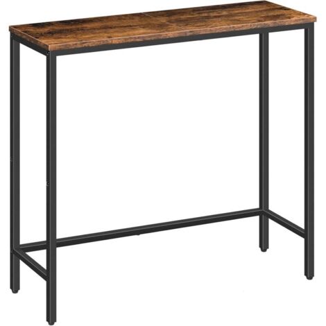 Tavolo consolle stretto, piccolo tavolo consolle da 75 cm, tavolino da caffè sottile, tavolino laterale, tavolo espositivo per ingresso, camera da letto, soggiorno, corridoio, marrone rustico e nero (1/4)