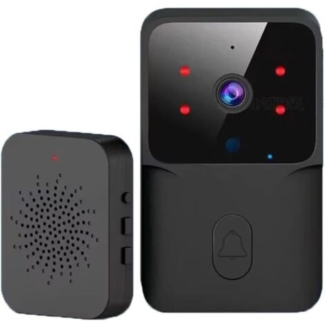 Videocitofono Wi-Fi intelligente con visione notturna, impermeabile, audio bidirezionale, condivisione familiare, citofono con cambia voce, bianco (nero)