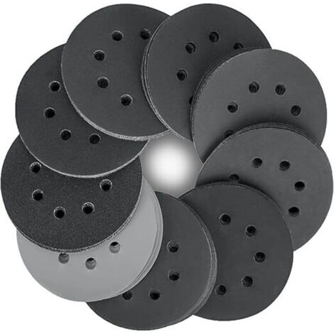 Dischi abrasivi da 125 mm, 80 dischi di carta abrasiva al carburo di silicio, 8 fori, tamponi abrasivi, tamponi abrasivi, grane 320/400/600/800/1000/1200/1500/2000 per levigatura e lucidatura (1/4)