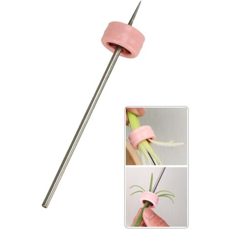 Tagliaverdure multifunzionale in acciaio inox con lama per cipolle rosa [1 pezzo rosa] (1/4)