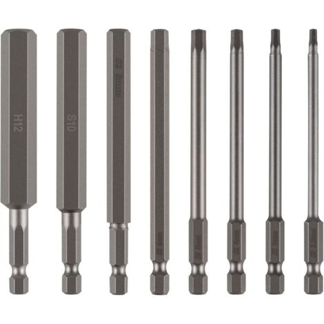 punte esagonali larghe da 100 mm, 2,5-12 mm, punte per cacciavite a 6 punte in acciaio S2, punte esagonali da 1/4" (1/4)