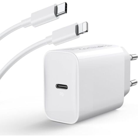Caricabatterie rapido per iPhone 14/14 Pro/14 Pro Max/14 Plus/13 12 11 SE XR X XS 8, caricabatterie USB-C da 20 W con spina a muro Type-C, adattatore di alimentazione USB-C e cavo da 2 m (1/4)