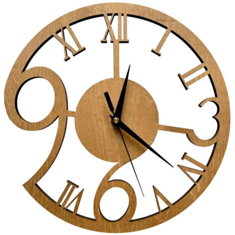 Orologio da parete in legno, stile artistico, moderno e classico, design unico, 11,5 pollici, per soggiorno, cucina, ufficio, camera da letto, silenzioso, senza ticchettio, alimentato a batteria