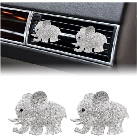Set di 2 clip scintillanti per bocchette di ventilazione per auto, graziose clip di cristallo a forma di elefante, gioielli diffusori di profumo, accessori decorativi per interni auto (da donna) (1/4)