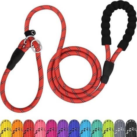 Guinzaglio scorrevole riflettente, guinzaglio da addestramento per cani di taglia media, Ø10 mm x 185 cm, rosso