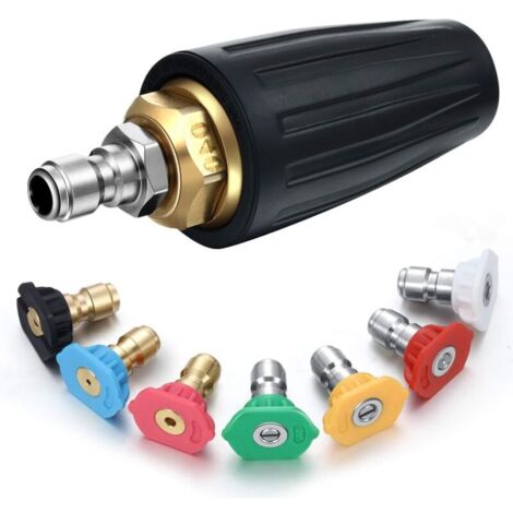 Ugello turbo rotante da 4000 PSI per idropulitrice ad alta pressione da 4,0 GPM con 7 ugelli di spruzzatura multigrado (0, 15, 25, 40, 65 gradi, risciacquo, sapone). (1/4)