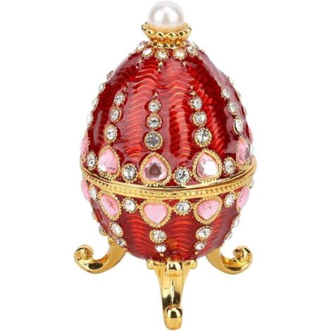 Portagioie smaltato, uovo dipinto a mano, portagioie decorativo a forma di castello di cristallo, ornamenti, regalo per l'arredamento della casa (1/4)