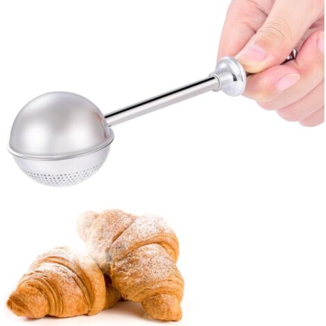 Setaccio per farina, setaccio per farina in acciaio inox per pasticceria, setaccio per pasticceria con una sola mano, setaccio per farina di alta qualità, supporto per farina per pasticceria, consente (1/4)