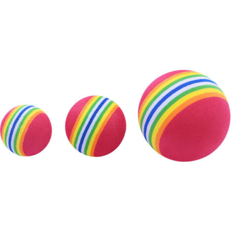 Palla per gatti, giocattolo arcobaleno che squittisce, morbido e masticabile, per gattini, gioco interattivo silenzioso, adatto per animali domestici da interno (3 diverse misure): 6,3 cm, 4,2 cm e 3, (1/4)