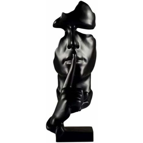 Modern Creation Il silenzio del pensatore è una scultura in oro, statua artigianale in resina vintage, ornamento decorativo, opera d'arte in stile nordico per soggiorno e ufficio, nero (1/4)