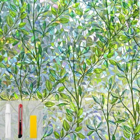 Pellicola per finestre, pellicola per finestre effetto vetro colorato, pellicola per finestre arcobaleno, adesivi per finestre, adesivi decorativi non adesivi e riutilizzabili per camere da letto (mot