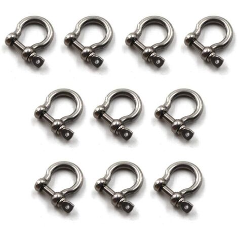 Staffa ad anello a D M6, staffa di ancoraggio, staffa a catena in acciaio inossidabile 304, perno a vite, staffa ad anello, 10 pezzi (1/4)