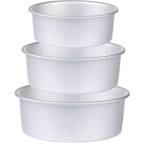 Set di 3 tortiere rotonde (15 cm / 20 cm / 25 cm), teglie in alluminio multistrato, rivestimento antiaderente resistente, cottura uniforme, ideali per cucinare, compleanni, matrimoni (1/4)
