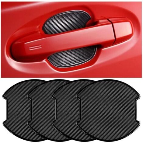 Protezione antigraffio per maniglie delle portiere dell'auto, set di 4 adesivi in TPU con texture in fibra di carbonio 3D, accessori per la protezione della vernice per maniglie delle portiere, compat (1/4)