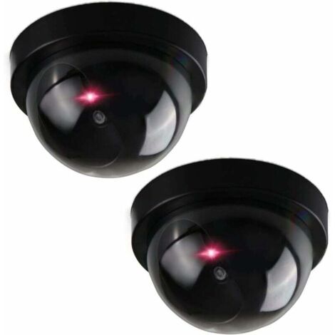 Telecamera di sicurezza fittizia - Set realistico di 2 mini telecamere di sicurezza fittizie - Telecamera fittizia per esterni durevole e affidabile - Telecamere fittizie a batteria con luce rossa - F