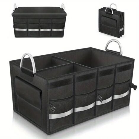 Rivestimento per bagagliaio auto 36L 600D, portata 20 kg, impermeabile, scomparti multistrato, coperchio pieghevole e barra riflettente, adatto per SUV e furgoni. (1/4)