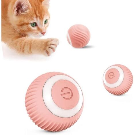Set di 2 giocattoli intelligenti per gatti, palla elettrica automatica ricaricabile, movimento irregolare a 360°, palla rotante automatica, per gatti adulti da interno (rosa) (1/4)