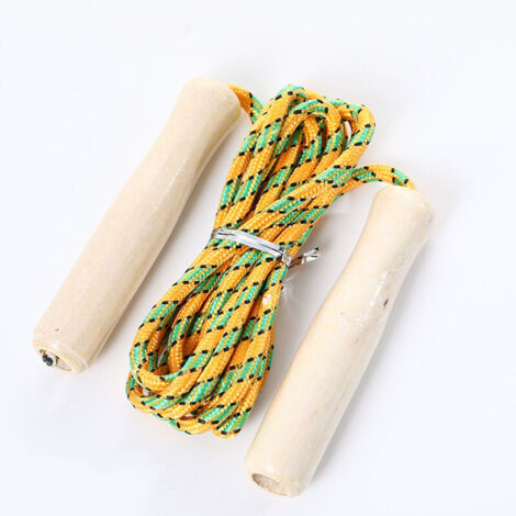 Corda per saltare fitness con impugnatura in legno, lunga 2,5 m — Corda per saltare — Corda per saltare per bambini (Giallo 1 + Blu 1)