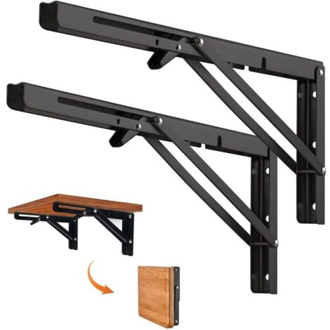 pezzi staffe per mensole pieghevoli da 400 mm, mensola a muro, staffe pieghevoli per microonde, supporto per accessori per furgoni, console pieghevole in acciaio, capacità di carico 80 kg (1/4)