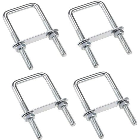 4 pezzi Bulloni a U M6 Bullone a U 80 x 50 mm, Bullone a U in acciaio inossidabile con dado e rondella, Bulloni di serraggio per il fissaggio di tubi, per diametri di tubi inferiori a 50 mm