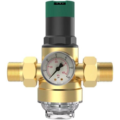 Riduttore di pressione dell'acqua 3/4" DN20 con manometro e filtro in ottone, regolatore di pressione, valvola di sicurezza, riduttore di pressione dell'acqua regolabile (1/4)