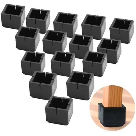 Protezioni per gambe di sedie quadrate da 24 pezzi, tappi per gambe di sedie e tavoli in PVC con feltrini, protezioni per gambe di sedie quadrate nere per gambe di sedie, gambe di tavoli e gambe di di (1/3)