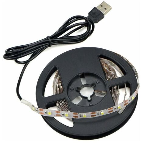 Striscia LED USB, 5 V, 5 metri, 300 LED, striscia LED bianco freddo con cavo USB, retroilluminazione per scrivania, TV, illuminazione decorativa per cucina, luci a stringa - Non impermeabile