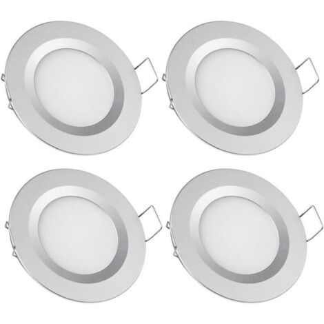 faretti LED da incasso da 12 V, foro da 58-65 mm, 3 W, 6400 K, faretti da incasso a soffitto per camper, barca, roulotte, furgone, yacht, bianco freddo (finitura argento) (1/4)
