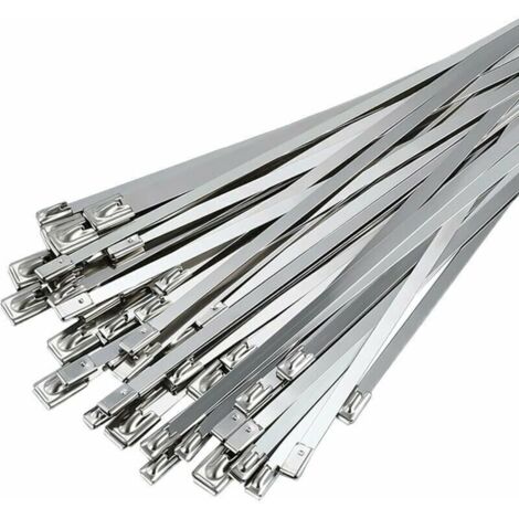 50 fascette stringicavo in acciaio inossidabile - 300 mm × 4,6 mm - Fascette stringicavo in acciaio inossidabile - Per avvolgimento di scarico - Cavi raggruppati - Manutenzione di recinzioni e tende d (1/4)