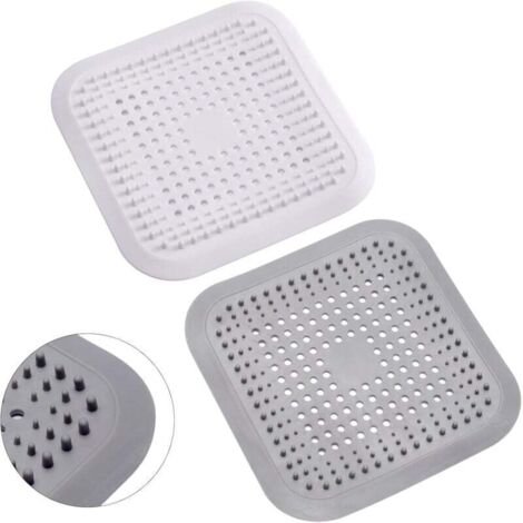 Raccoglitore per capelli in silicone da doccia, 2 pezzi, con ventosa, protezione per scarico, filtro per lavandino, filtro universale per capelli per bagno, vasca da bagno, cucina (bianco + grigio) (1/4)