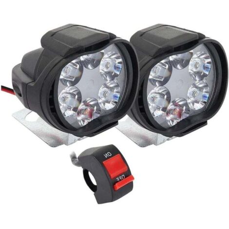 Fari anteriori per moto, luci ausiliarie a LED, confezione da 2 fari anteriori, fendinebbia a 12V, faretti con interruttore per camion, moto, quad e scooter (1/4)