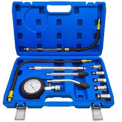 Tester di compressione per auto, 11 tester di compressione per cilindri di motori a benzina, manometro digitale di compressione 250 PSI, set di compressori per autoveicoli a benzina