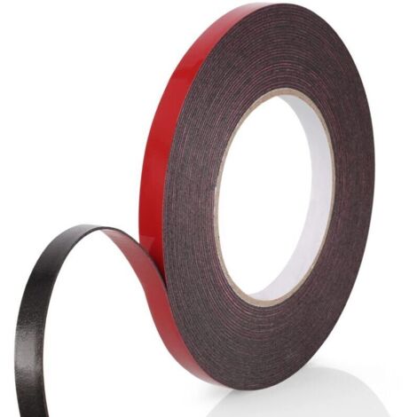 Nastro biadesivo Scotch extra forte, 1 rotolo (10 mm x 10 m), pellicola in schiuma PE nera, nastro di montaggio rosso impermeabile e resistente alle altissime temperature per fissaggio in auto, casa e (1/4)