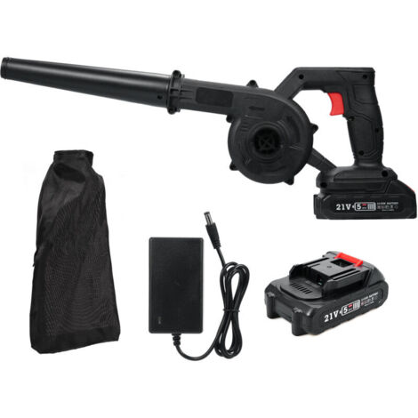 Aspiratore/soffiatore/trituratore per foglie senza fili da 21 V, con sacco di raccolta, batteria da 1500 mAh e caricabatterie, per soffiare, aspirare e triturare le foglie.