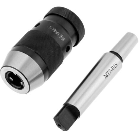 Mandrino per trapano per impieghi gravosi, mandrino autoserrante senza chiave 1-16 mm, precisione 0,002, con albero MT3-B18 per trapano, per tornio CNC (mandrino per trapano + albero per mandrino) (1/4)