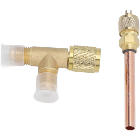 Adattatore a T SAE da 1/4 di pollice, nucleo valvola integrato, connessione rapida, doppia guarnizione per manometro del vuoto R22 R12 R134 (1/4)
