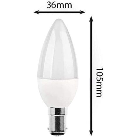 Confezione da 5 lampadine LED B15, lampadina a incandescenza da 5W, 220V 270 lm, luce diurna 3000K, attacco a baionetta B15, [classe di efficienza energetica A+]. (1/3)