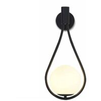 Moderna applique a LED per interni. Design industriale. Rotonda. Vetro sferico. Metallo. Attacco E27. Nera. Adatta per soggiorno e sala da pranzo.