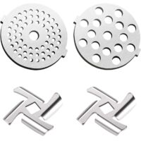 Set di 4 accessori di ricambio per tritacarne, 2 lame per tritacarne, 2 piastre per macinare, kit di ricambio per tritacarne elettrico.