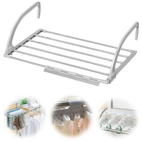 Ausziehbarer Wäscheständer von 44 bis 76 cm, aus Edelstahl und Kunststoff, Handtuchhalter, Heizkörpertrockner, für drinnen und draußen, zum Aufhängen eines Wäscheständers (1/4)