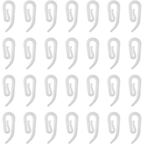 100 weiße Kunststoff-Gardinenhaken – für Stange, Fenster, Tür und Dusche (1/4)